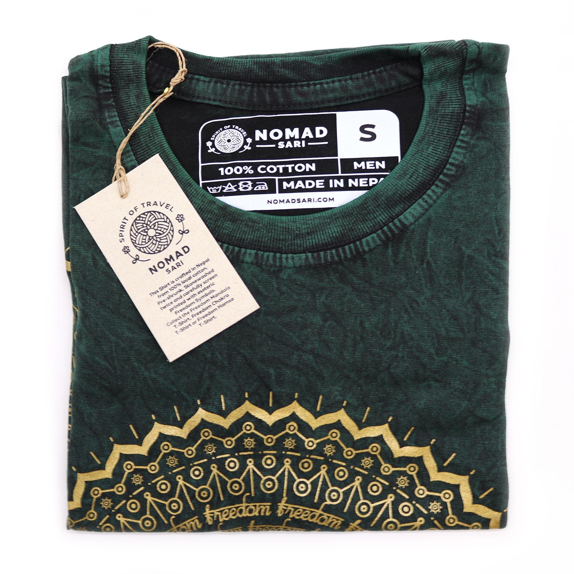 Small Stone Washed Teashirt - Mandala - Green