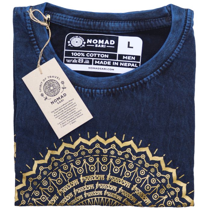 Large Stone Washed Teashirt - Mandala - Blue