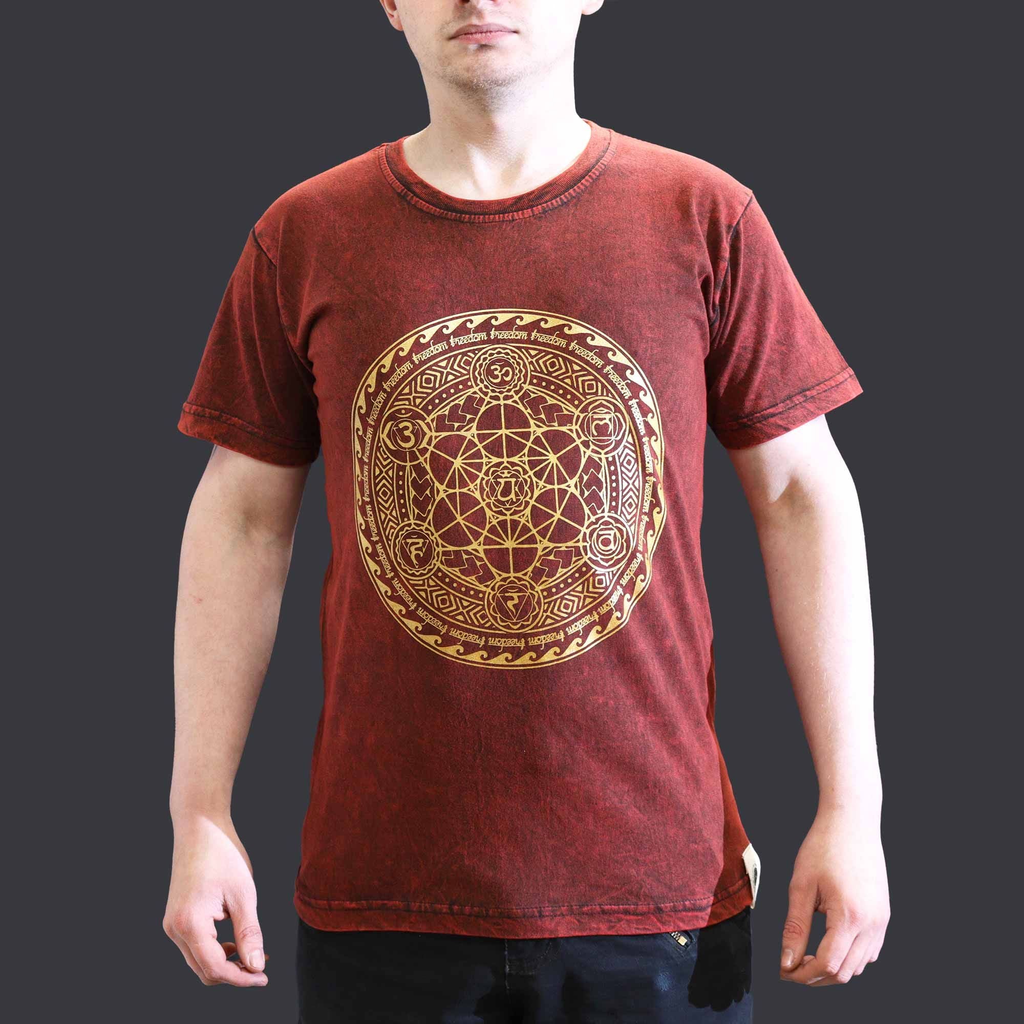 Small Stone Washed Teashirt - Chakra - Maroon