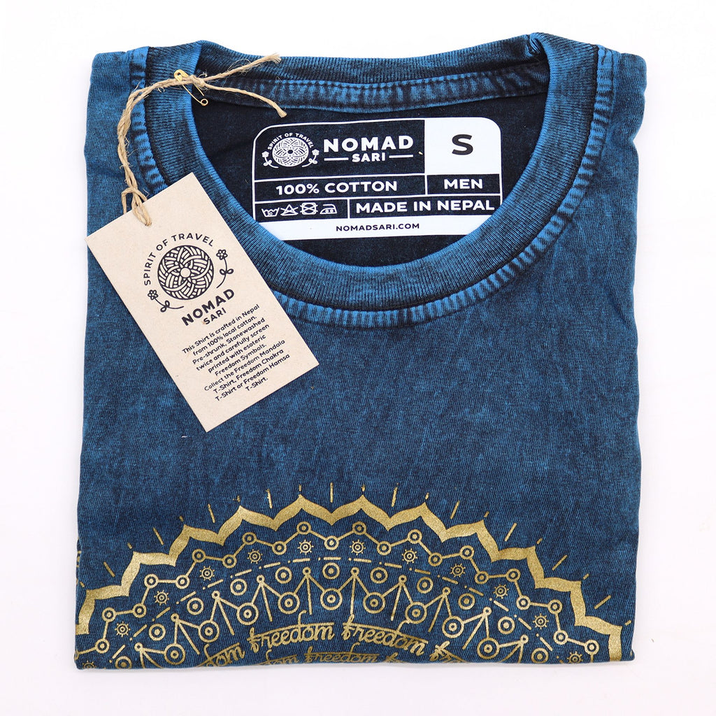 Small Stone Washed Teashirt - Mandala - Blue