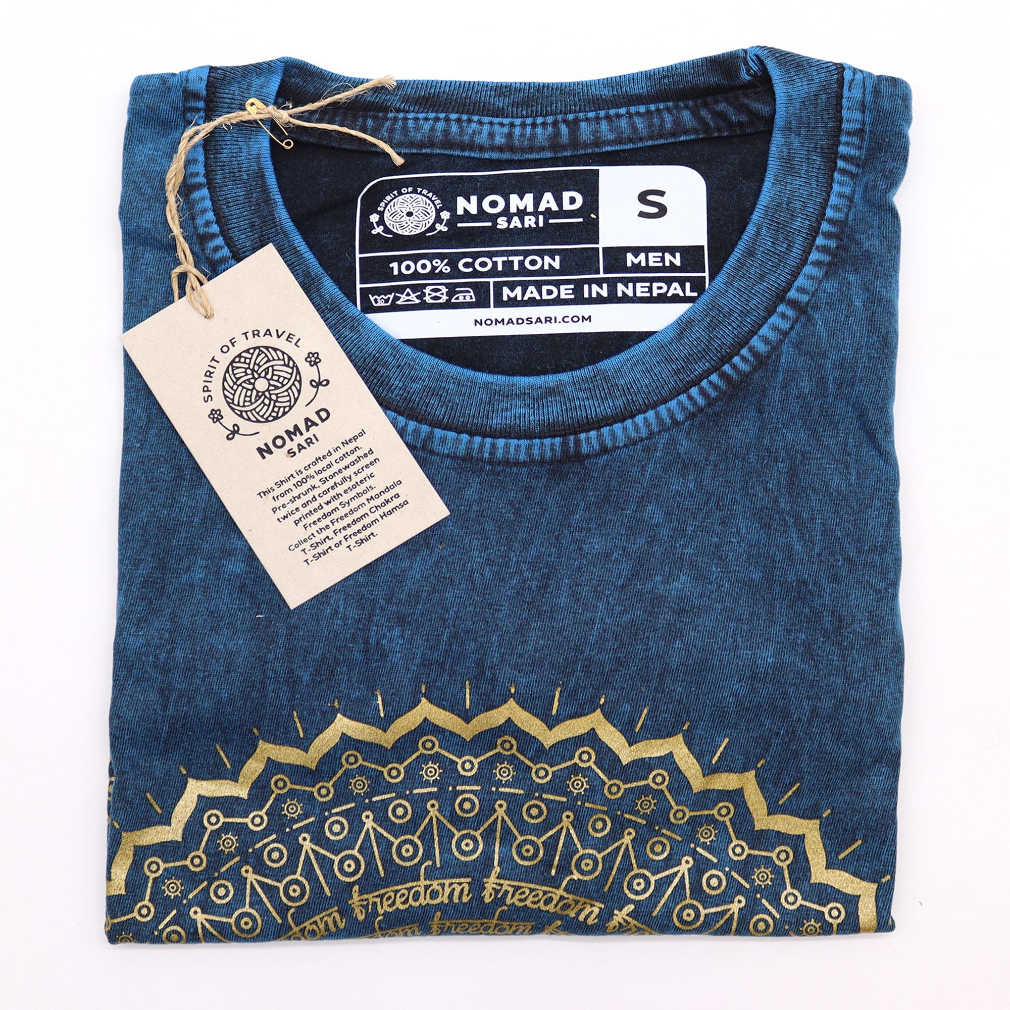 Small Stone Washed Teashirt - Mandala - Blue