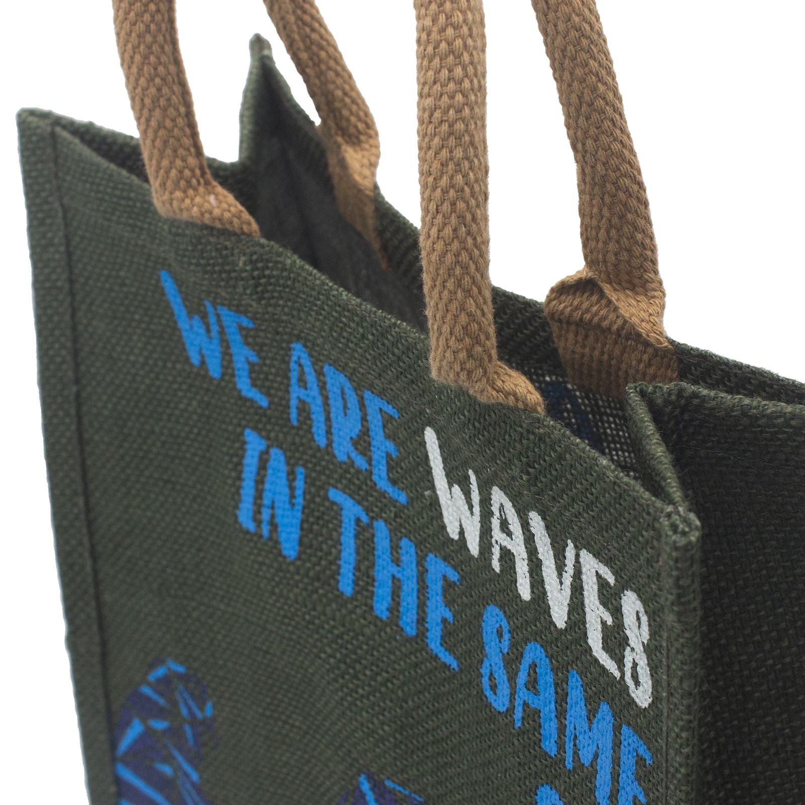 Printed Jute Bag - We are Waves - Blue