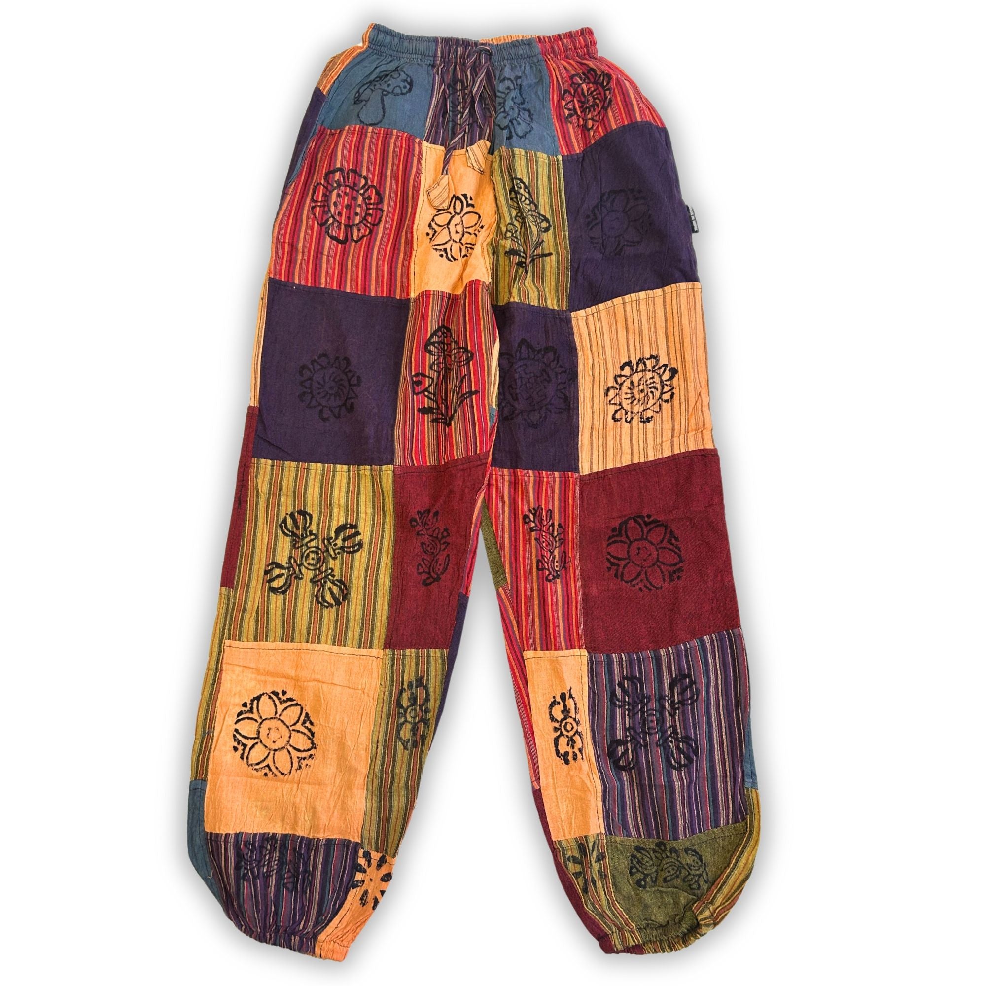 Nomad Sari - Mushroom Pants - Block Print Designs - Orange Tones (105x127cm) S/M