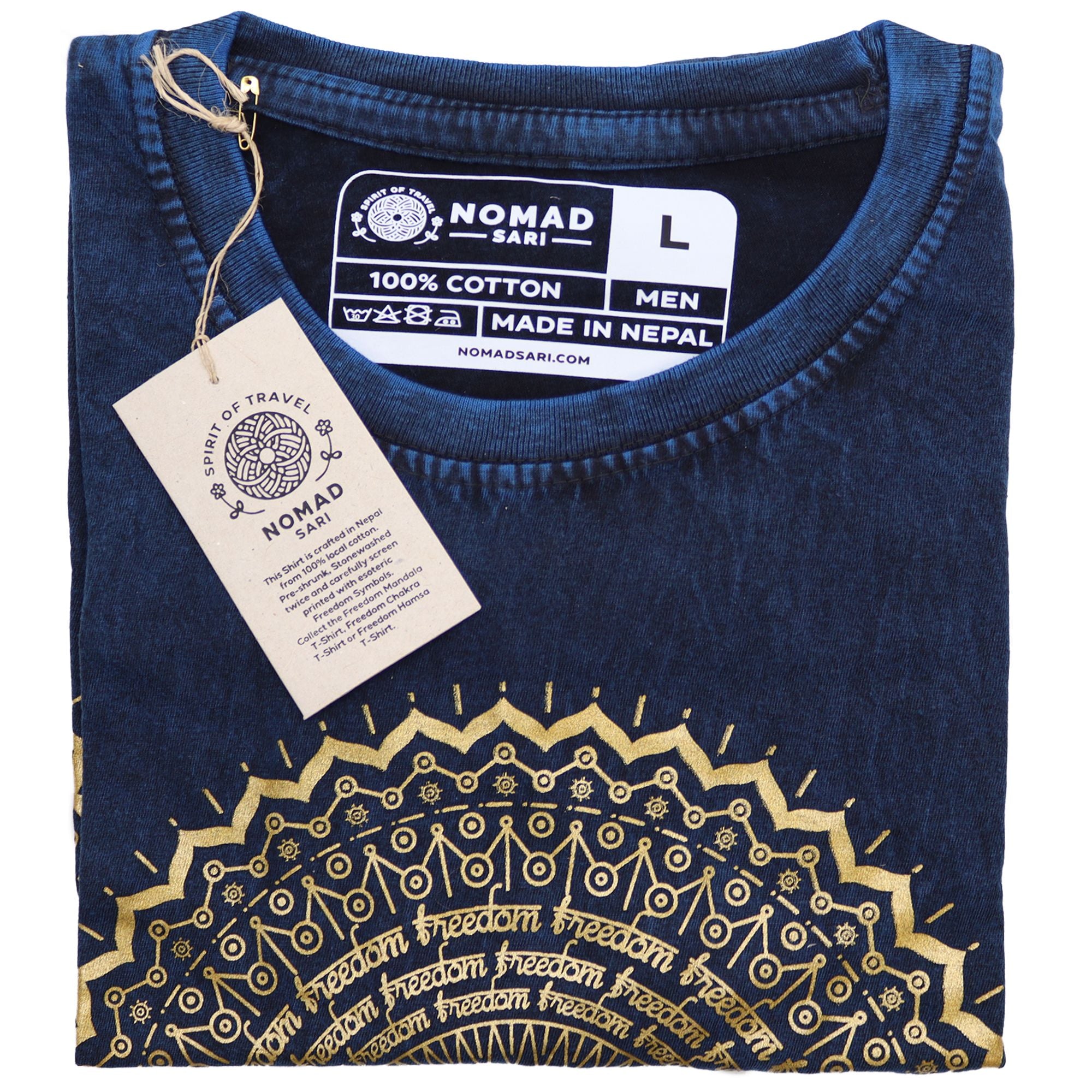Large Stone Washed Teashirt - Mandala - Blue