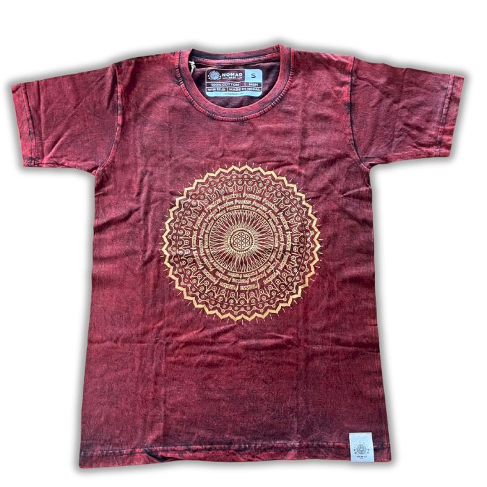 Small Stone Washed Teashirt - Mandala - Maroon