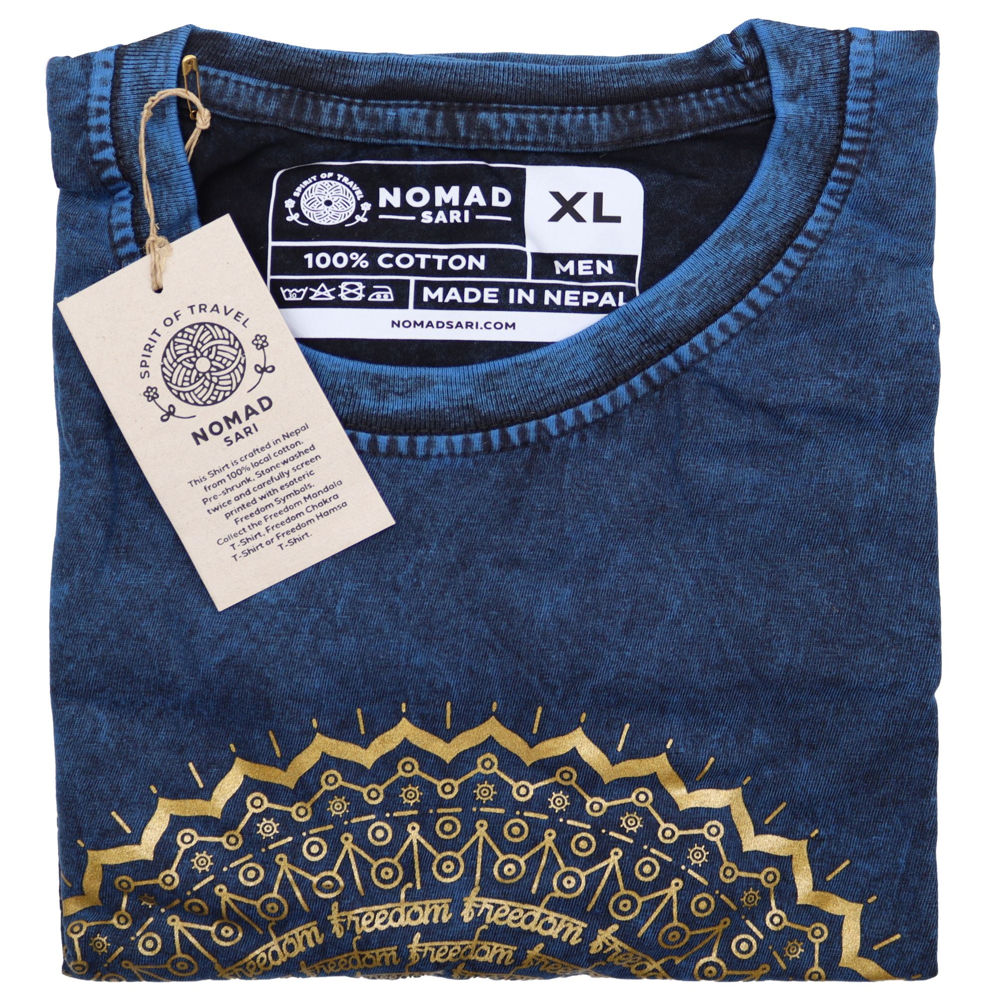XLarge Stone Washed Teashirt - Mandala - Blue