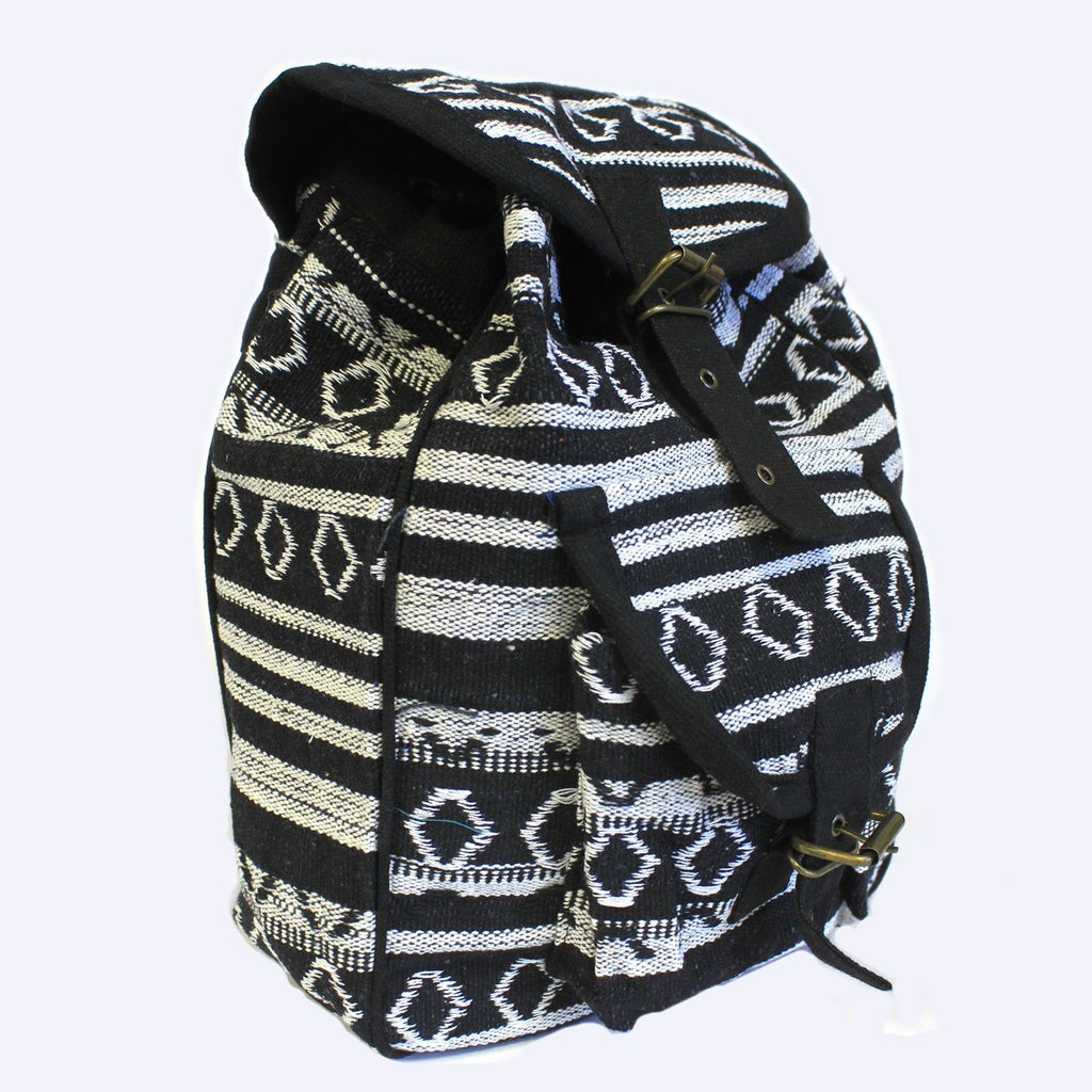 Small Nepali Backpack - Black & White