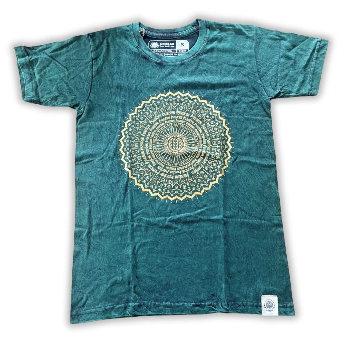 Large Stone Washed Teashirt - Mandala - Green