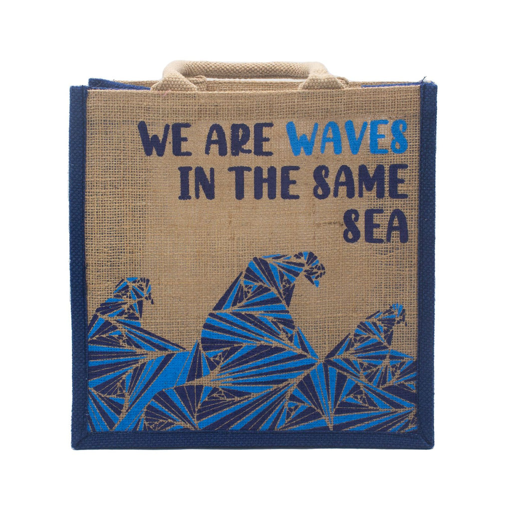 Printed Jute Bag - We are Waves - Blue