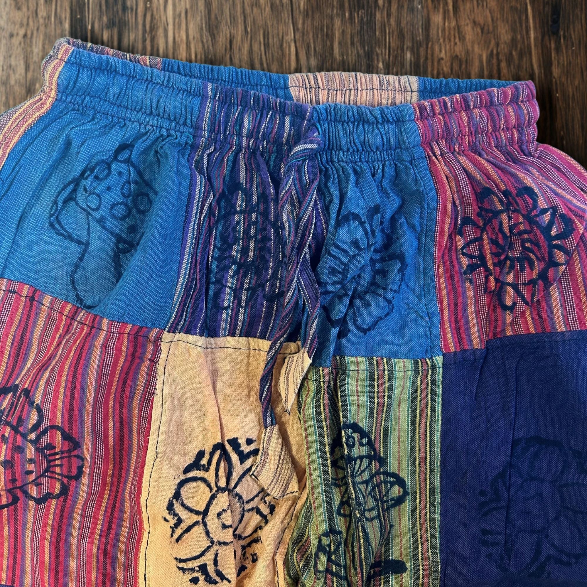 Nomad Sari - Mushroom Pants - Block Print Designs - Orange Tones (110x120cm) L/XL