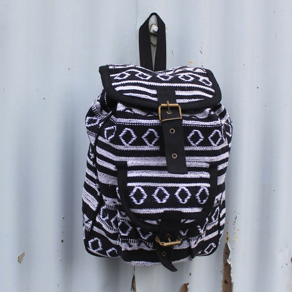 Small Nepali Backpack - Black & White