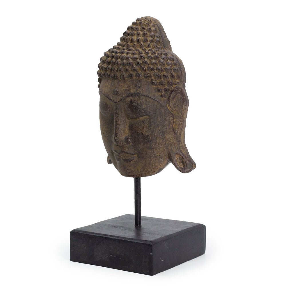 Large Serenity Buddha Head on Stand  - Grey