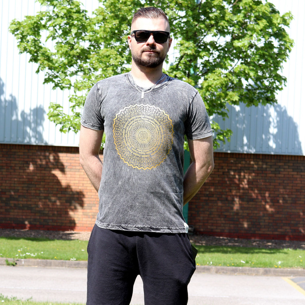 Small Stone Washed Teashirt - Mandala - Dark Grey