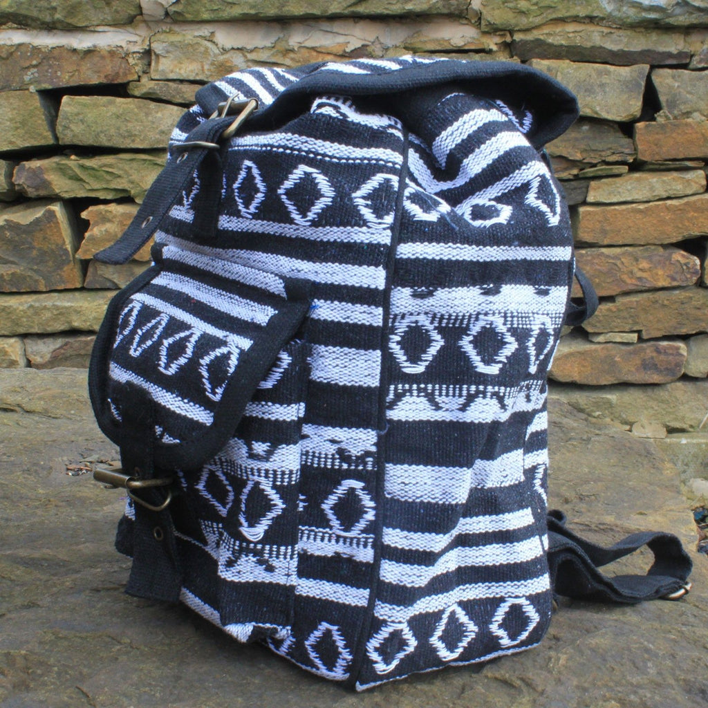 Small Nepali Backpack - Black & White